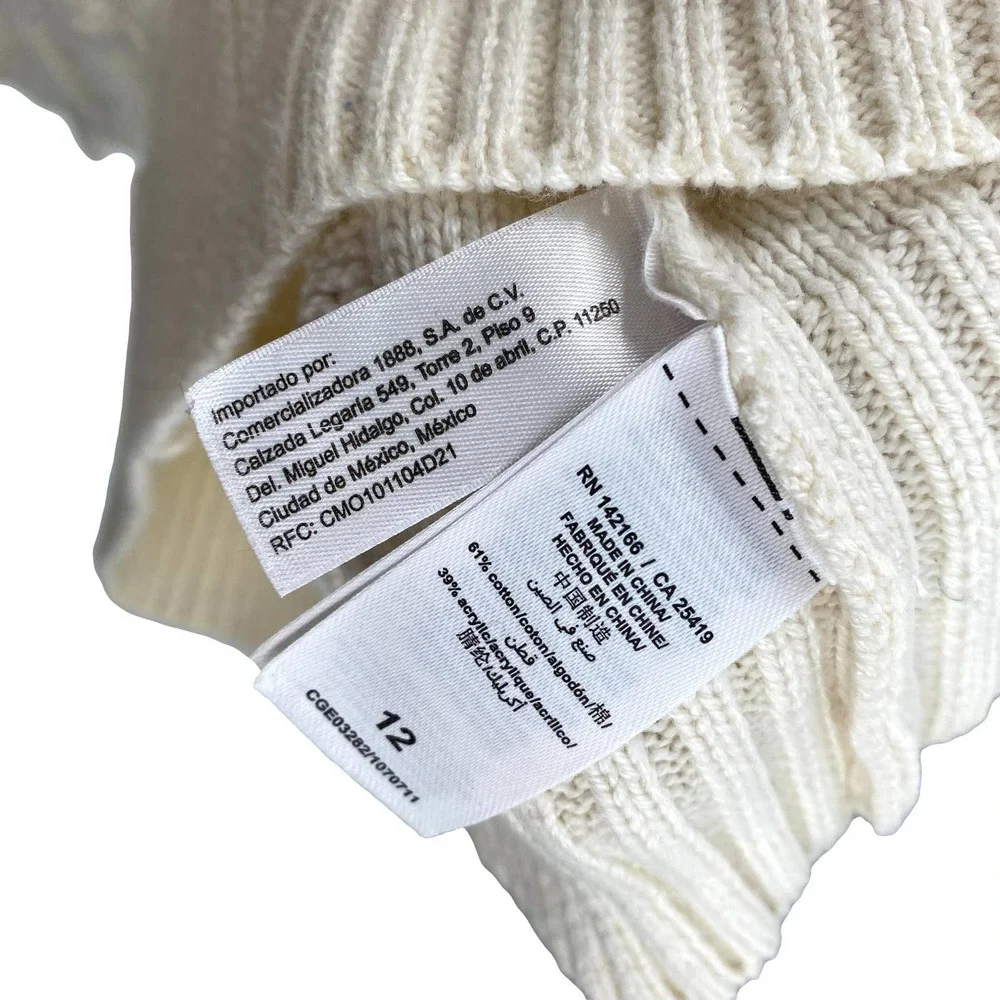 Habitual Girl White Cable Knit Cotton Blend Cropped Sweater GIrls Size 12 EUC - Picture 7 of 8